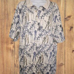 VTG Munsingwear XXL Golf Palm Tree Polo Shirt Short‎ Sleeve Preppy Coastal Beach
